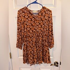 Treasure & Bond Floral Brown Kids Casual Dress